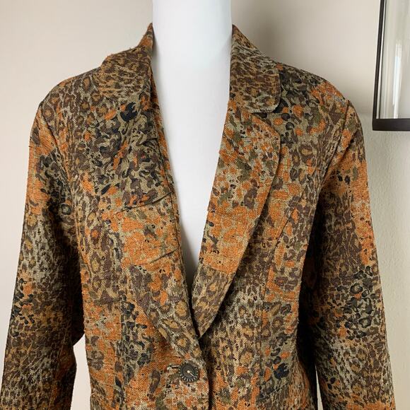 Vintage Coldwater Creek Size 18W Leopard Blazer Jacket Tapestry Fall Colors - Picture 3 of 11
